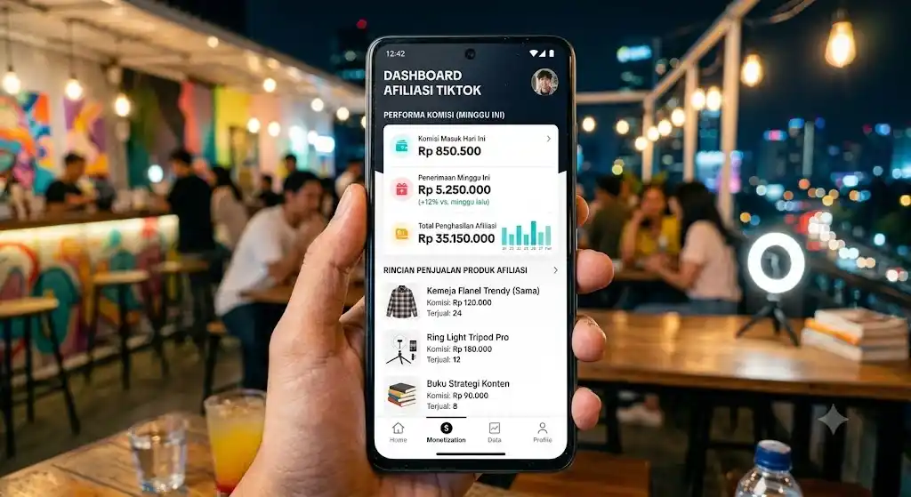 Tampilan layar halaman dashboard TikTok Affiliate