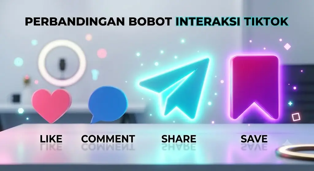 Perbandingan tingkat kepentingan metrik interaksi TikTok antara Save Share Comment dan Like